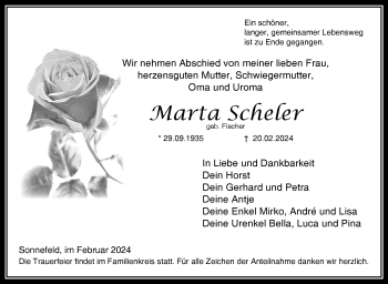 Traueranzeige von Marta Scheler von Neue Presse Coburg