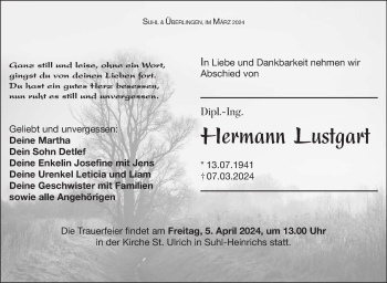 Traueranzeige von Hermann Lustgart von Südthüringer Presse