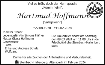 Traueranzeige von Hartmud Hoffmann von Südthüringer Presse