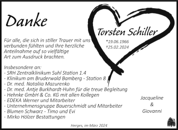 Traueranzeige von Torsten Schiller von Südthüringer Presse