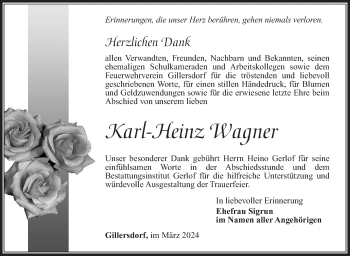 Traueranzeige von Karl-Heinz Wagner von Südthüringer Presse