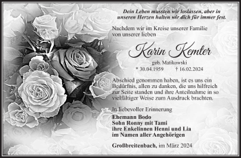 Traueranzeige von Karin Kemter von Südthüringer Presse