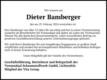 Traueranzeige von Dieter Bamberger von Neue Presse Coburg