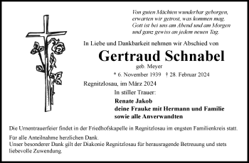 Traueranzeige von Gertraud Schnabel von Frankenpost