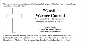 Traueranzeige von Werner Conrad von Frankenpost