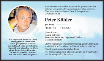 Traueranzeige von Peter Köhler von Frankenpost