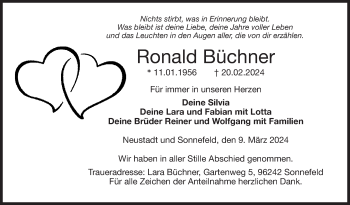 Traueranzeige von Ronald Büchner von Neue Presse Coburg