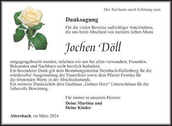 Traueranzeige von Jochen Döll von Südthüringer Presse