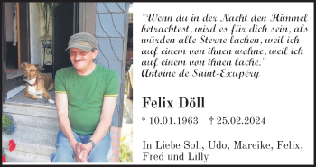 Traueranzeige von Felix Döll von Südthüringer Presse