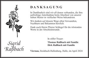 Traueranzeige von Sigrid Raßbach von Südthüringer Presse