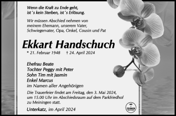 Traueranzeige von Ekkart Handschuch von Südthüringer Presse
