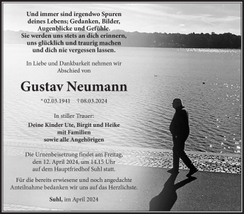Traueranzeige von Gustav Neumann von Südthüringer Presse
