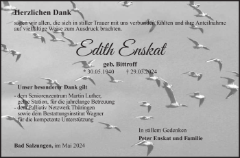 Traueranzeige von Edith Enskat von Südthüringer Presse