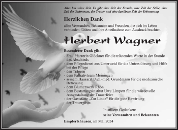 Traueranzeige von Herbert Wagner von Südthüringer Presse