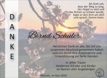 Traueranzeige von Bernd Schpler von Südthüringer Presse