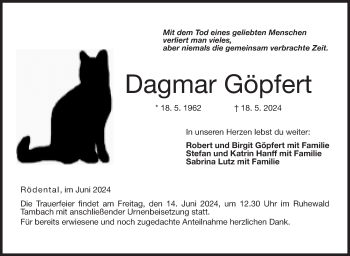 Traueranzeige von Dagmar Göpfert von Neue Presse Coburg