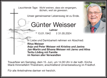 Traueranzeige von Günter Weisser von Frankenpost