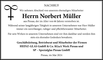 Traueranzeige von Norbert Müller von Südthüringer Presse