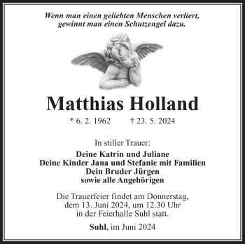 Traueranzeige von Matthias Holland von Südthüringer Presse