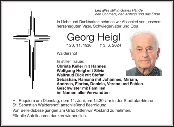 Traueranzeige von Georg Heigl von Frankenpost