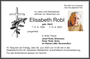 Traueranzeige von Elisabeth Robl von Frankenpost