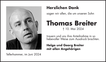 Traueranzeige von Thomas Breiter von Südthüringer Presse