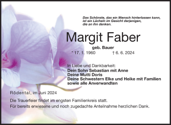 Traueranzeige von Margit Faber von Neue Presse Coburg