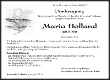 Traueranzeige von Maria Holland von Südthüringer Presse