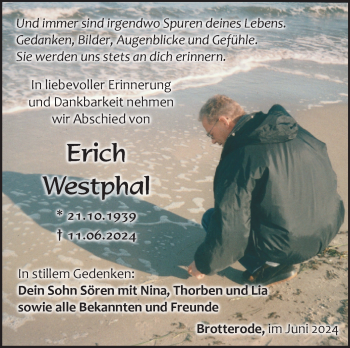 Traueranzeige von Erich Westphal von Südthüringer Presse