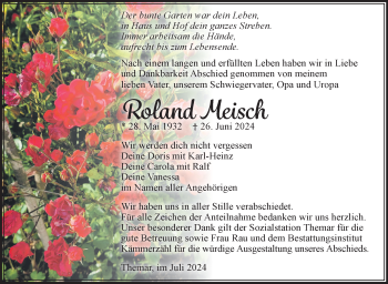 Traueranzeige von Roland Meisch von Südthüringer Presse