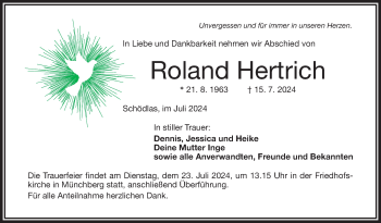 Traueranzeige von Roland Hertrich von Frankenpost