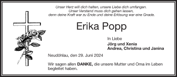 Traueranzeige von Erika Popp von Frankenpost