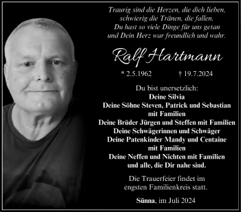 Traueranzeige von Ralf Hartmann von Südthüringer Presse