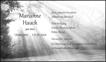 Traueranzeige von Marianne Hauck von Neue Presse Coburg