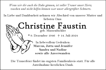 Traueranzeige von Christine Faustin von Frankenpost
