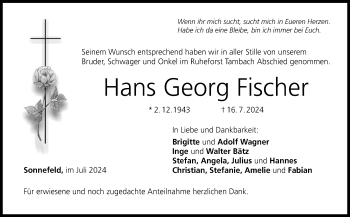 Traueranzeige von Hans Georg Fischer von Neue Presse Coburg