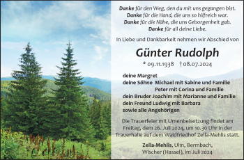 Traueranzeige von Günter Rudolph von Südthüringer Presse