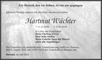 Traueranzeige von Hartmut Wächter von Südthüringer Presse