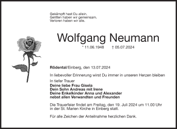 Traueranzeige von Wolfgang Neumann von Neue Presse Coburg