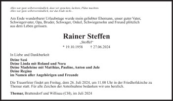 Traueranzeige von Rainer Steffen von Südthüringer Presse