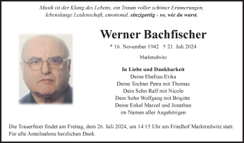 Traueranzeige von Werner Bachfischer von Frankenpost