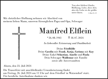 Traueranzeige von Manfred Elflein von Neue Presse Coburg