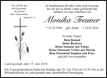 Traueranzeige von Monika Treuner von Neue Presse Coburg