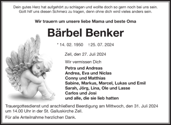 Traueranzeige von Bärbel Benker von Frankenpost