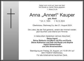 Traueranzeige von Anna Kauper von Frankenpost