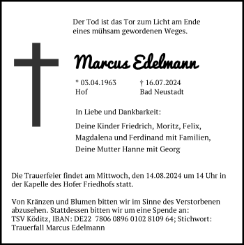 Traueranzeige von Marcus Edelmann von Frankenpost