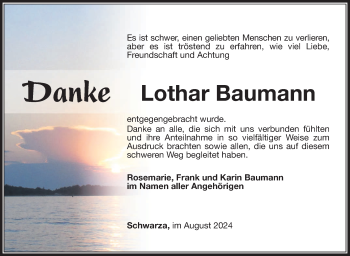 Traueranzeige von Lothar Baumann von Südthüringer Presse