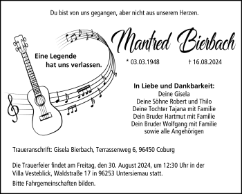 Traueranzeige von Manfred Bierbach von Neue Presse Coburg