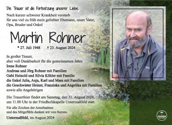 Traueranzeige von Martin Rohner von Südthüringer Presse
