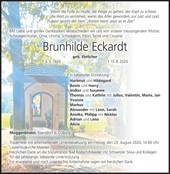 Traueranzeige von Brunhilde Eckardt von Neue Presse Coburg